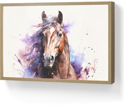 Nachtlampje 60x40 cm - Kinder lamp - Paard - Dieren - Meisjes - Paars - Bruin - Tafellamp kinderkamer draadloos - Slaapkamer lampje - Bedlamp kinderen - Kinderlampje - Wandlamp babykamer - Nachtlampjes