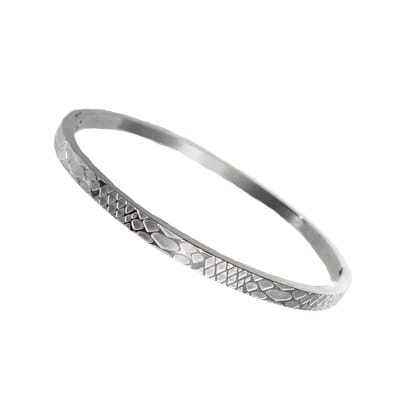 Armband - Bangle -slangenprint-roestvrij staal-zilverkleurig-4 mm-Musthaves