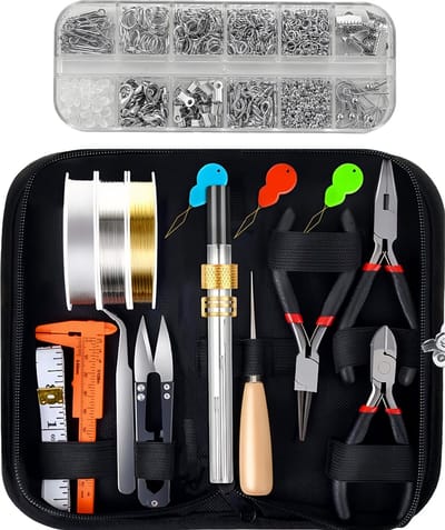 MMOBIEL Sieraden Reparatie Set – Gereedschap Sieraden voor Reparaties en Maken van Oorbellen, Armbanden, Kettingen en meer - 845 Stuks – incl. Sieraden Tangen, Draad en Sieraden Benodigdheden - Zilver