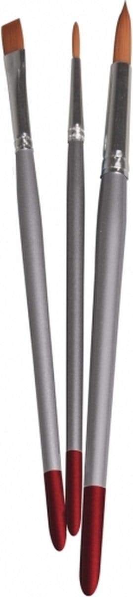 Rayher hobby Textielverf penselen - set van 3x stuks - houten steel - plat en rond - diverse maten