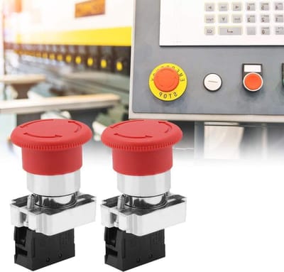Noodknop Schakelaar - Drukknop Stoppen - Apparatuur Beveiligen - Draai-om-reset Mechanisme - 22 mm Gat - Rood