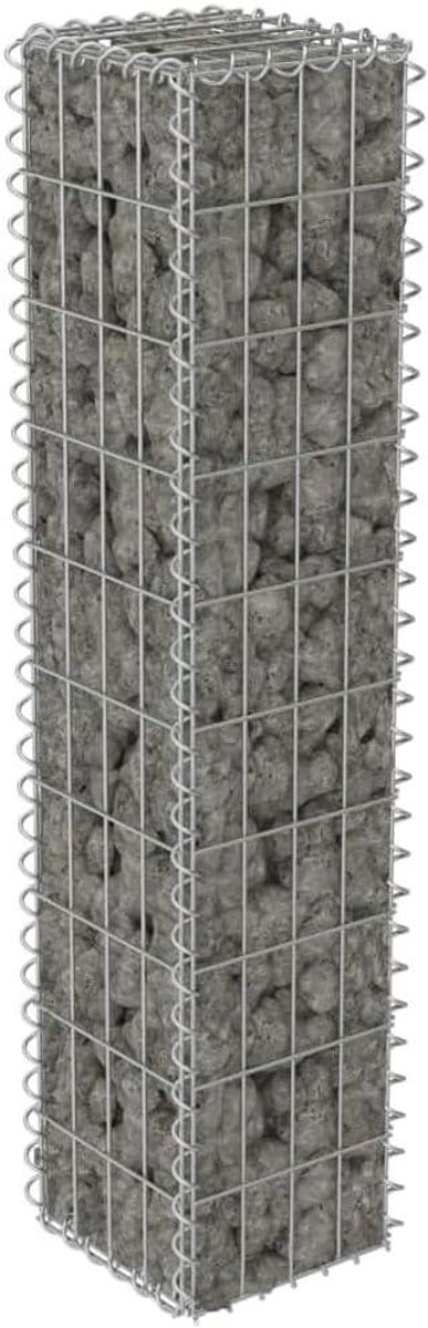 Schanskorf met afdekking - Steenkorf muur - Tuinmuur creëren - Verzinkt staal - 20 x 20 x 100 cm - Zilver