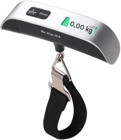 GELLDG Kofferweegschaal Digitaal - Met Temperatuursensor - Ophangweegschaal - Automatische Uitschakeling - Plastic - 13*3*3cm - Geschikt voor Reis - 50kg / 110lb