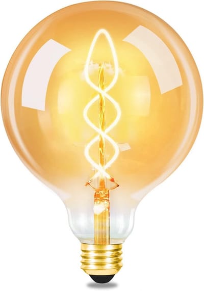 NETTLIFE G125 LED - 1xE27 Lichtborn - Ø 8 cm - Amber - 2200K Warm Wit Licht - Filament lamp - Vintage Gloeilamp - 4W