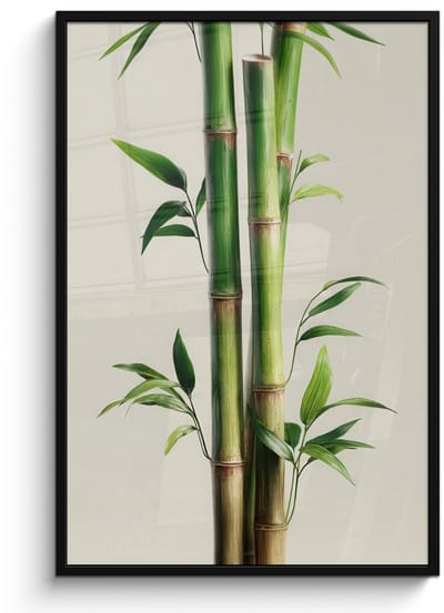Poster in lijst - Fotolijst 80x120 cm - Posters - Bamboestengels - Sierlijk - Groen - Posterlijst zwart - Decoratie - Wanddecoratie woonkamer - Muurdecoratie slaapkamer