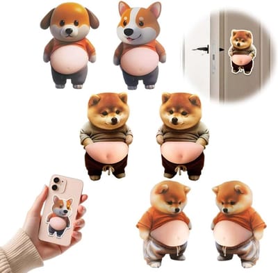 Grappige deurstoppers met Shiba Inu-puppy-design, pvc-stickers voor vloeren en deuren, 11 x 7 cm, meerkleurig en decoratief