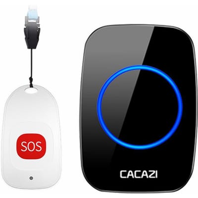 C10 Ouderen Pager Draadloze Huis Afstandsbediening Lange Afstand Hulp Deurbel Patiënt Noodoproep Beltoon Waterdichte Ontvanger (Black,AU Plug)