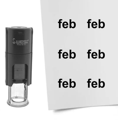 CombiCraft Stempel maand februari 10mm rond zwarte inkt - per 1 stuk