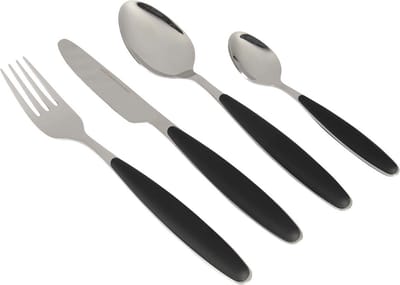 Gimex - Bestek - Zwart - Soft Touch heft - 16-Delig