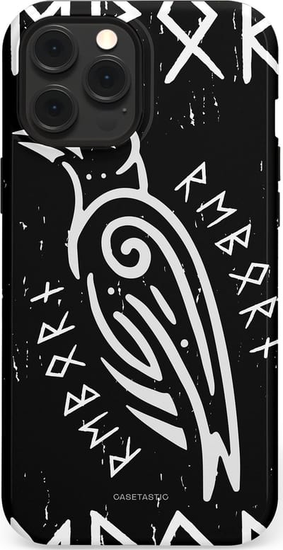 Casetastic Hoesje Geschikt voor Apple iPhone 12 Pro Max Magsafe - Stijlvolle Beschermende Duo-layer Case - Runische Symboliek