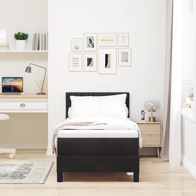 vidaXL - Boxspring - bed - met - kussen - Zwart - 80 - x - 200 - cm - Fluweel