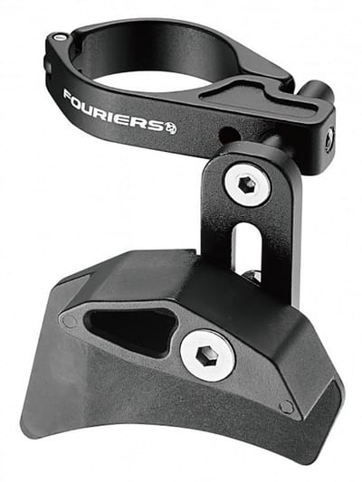 FOURIERS Chain Guard / Kettinggeleider - MTB (1x9, 1x10, 1x11 aandrijflijnen 30-40T) - Diameter Zadelbuisframe Ø34.9 mm / Ø31.8 mm - CNC-gefreesd aluminium en kunststof - Zwart - 72 gram