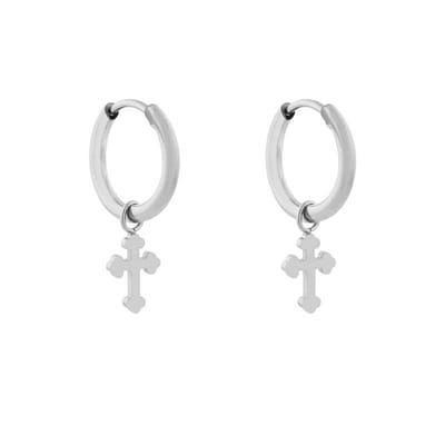 Essentialistics - Oorbellen minimalistisch kruis traditioneel - Zilver - Stainless steel (verkleurt niet) - Kliksluiting