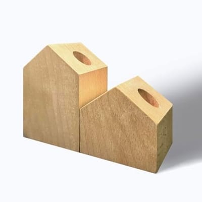 PromoHome Houten Kaarsenhouders Set van 2 - Moderne Boekensteunen