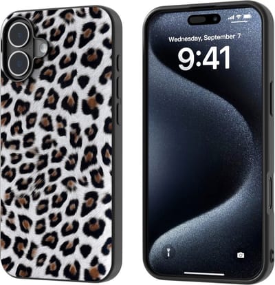 Coverup Hoesje - Geschikt voor iPhone 16 Hoesje - Coverup Luipaard Leather Back Cover - Grijs
