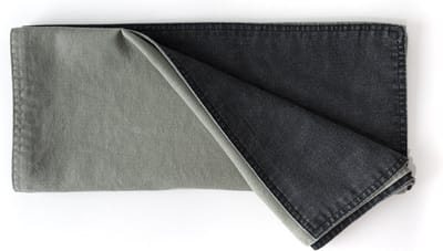 Dutch Rose Linen Tafelloper - 40x150cm - Dubbelzijdig - Groen Grijs