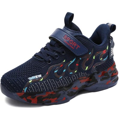 Printemps Automne Enfants Nouvelles Chaussures pour Garçons Filles Chaussures de Sport Décontractées Respirantes Plates Chaussures de Course Garçons Chaussures de Sport Adolescents Enfants 38 bleu foncé