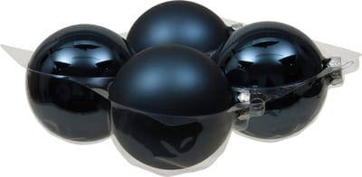 Othmar Decorations grote kerstballen - 4x - donkerblauw - 10 cm - glas