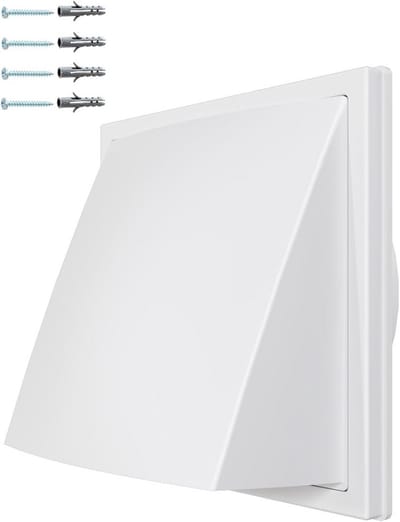 Witte Muurventilatiekap 150mm met Terugslagklep | Weerbestendig ASA Ventilatie Rooster