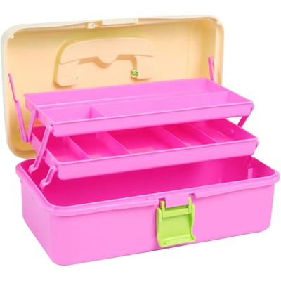 Kunststudent Opbergdoos Verdikt Groot 3 Lagen Huis Opbergen Plastic Opbergkoffer 551 Small Size Pink Yellow pink