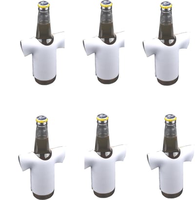 Eizook 6 st. Sport Voetbal Shirt bier fles Koelhoudhoesje - Wit