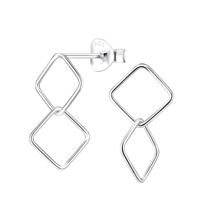 Joy|S - Zilveren vierkanten twisted oorbellen - 10 x 20 mm