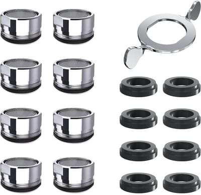 Dailygoods- Straalregelaar 8 Stuks - Waterkraan Filter - Zeef/Perforatie - Roestvrij Staal - Verchroomd Messing - Geluidsarm en Waterbesparend - Kraanfilter