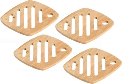 Cosy & Trendy Pannen onderzetters - vierkant - hout - 18 cm