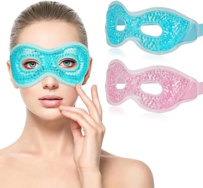 Oogmasker Gel - Koud Warm Kompres - Ontspanning Gezicht - Verstelbare Hoofdband - 2 Stuks - Blauw