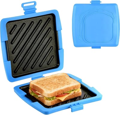 Magnetron Toastie Maker - Sandwich Broodrooster - Snelle Lunch Maken - Verwijderbare Platen - 16 x 16cm - Blauw