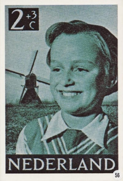 Briefkaart met afbeelding Meisje met molen postzegel
