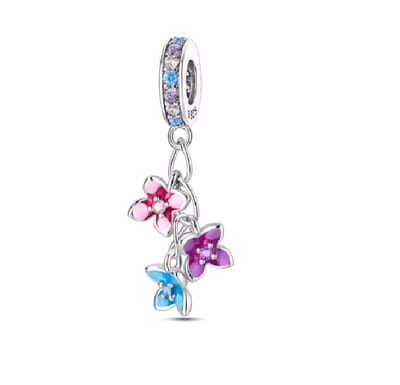 Bloemen Bedel - Voor Bedelarmband - Zilver - Sieraden -RomyStones - Kerst Cadeau