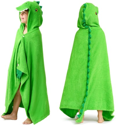 Absorberende Dinosaurushanddoek met Capuchon, 127 x 77 cm, voor Kinderen van 3 tot 10 Jaar