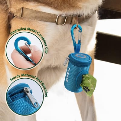 Poepzakhouder Hond - Afvalzak Dispenser - Hondenuitlaten - Stevige Karabijnhaak - 45x45x75mm - Hemelsblauw