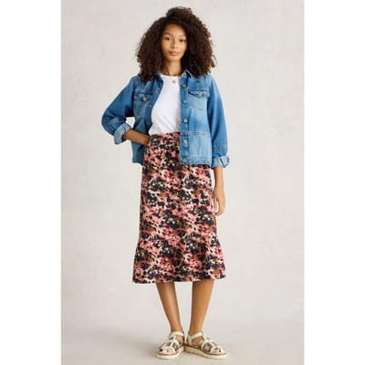 White Stuff Ava Reversible Skirt Green Multi Maat: 10 | Midi Rokken Outlet | Dames | Zwart