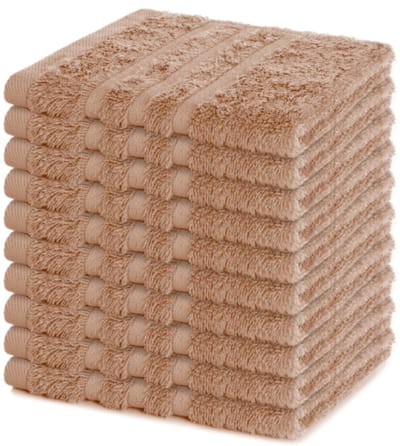 Lavea® Set van 10 Washandjes 30x30 cm | 100% Katoen | Zachte & Absorberende Gastendoekjes | Gezicht, Baby, Make-up, Reizen - Cappuccino