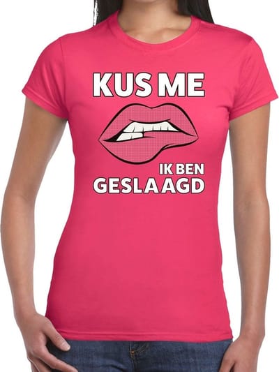 Kus me ik ben geslaagd t-shirt roze dames - feest shirts dames - geslaagd kleding S