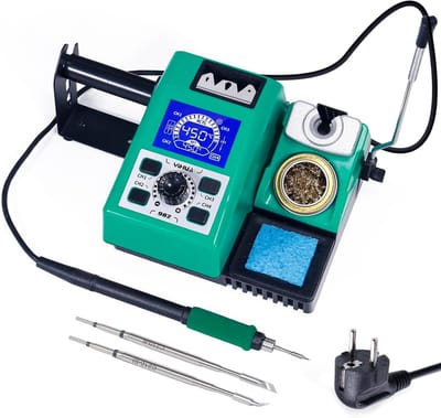 Precisie Soldeerstation - Digitale Soldeerbout - Elektronica Reparatie - Snelle Opwarming Cartridge - 14.7 x 14.3 x 10.6 cm - Groen