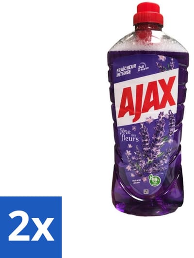 2 x Ajax – Allesreiniger – Lavendel – 1,25 L - Allesreiniger Lavendel - Reiniging - Vet Verwijderen - Frisse Geur - Rustgevende Geur