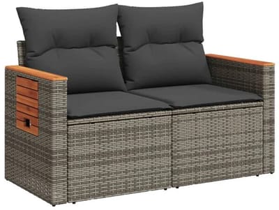 Tuinbank – Tuinbankjes weerbestendig - Tuinbanken - Loungebank - Balkon Set - Buitenbank - Grijs - 2 personen - Staal