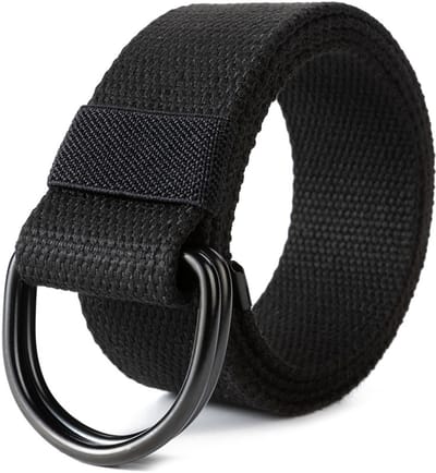 LISM-2 canvas riemen voor mannen en vrouwen met zwarte D-ring gespen, effen gekleurde heren stoffen riemen