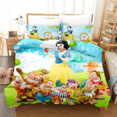 Cinderella Prinses Beddengoed Sets Sneeuwwitje Cinderella Dekbedovertrek En Kussenslopen Cartoon 3D Kinder Meisje Dekbedovertrek Set EU Single(135*200cm)3pcs