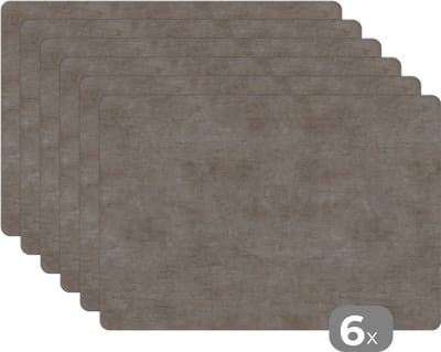 Placemat - Placemats kunststof - Retro - Beton - Patroon - 45x30 cm - 6 stuks - Hittebestendig - Anti-Slip - Onderlegger - Afneembaar