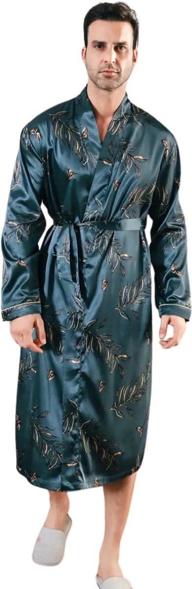 Livano Satijnen Badjas Heren - Kimono - Kamerjas - Satijn - Ochtendjas - Pyjama - Maat M