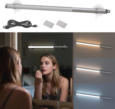 Dimbare LED Wandlamp voor Make-upspiegel - 3 Modi, 10 Verlichtingsniveaus, Oplaadbaar en IP20 Geschikt voor Badkamer en Slaapkamer