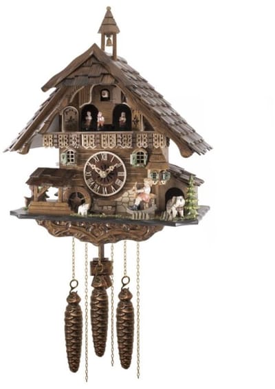 Engstler - 4835_MT - Koekoeksklok - 1-daags kettinguurwerk - Notenhout - met muziek met dansend paar - 42 cm