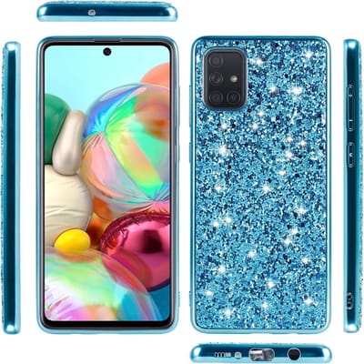 Hoesje Geschikt Voor Samsung Galaxy A73 hoesje glitter backcover – Blauw – oTronica