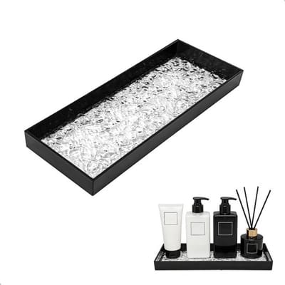 Decoratieve Acryl Tray voor Badkamer - Perfect voor Parfum, Kaarsen, Handdoeken en Sieraden - 29 x 11 x 3 cm, Rechthoekig, Zwart