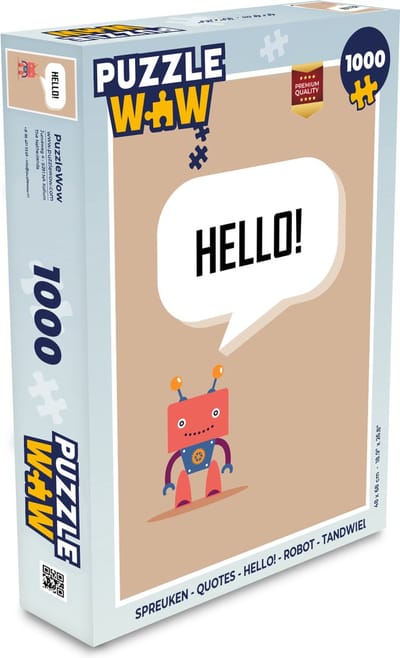 Puzzel Spreuken - Quotes - Hello! - Robot - Tandwiel - Kinderen - Legpuzzel - Puzzel 1000 stukjes volwassenen