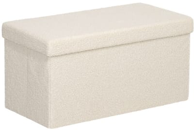 Zitbank met Opbergruimte, Inklapbare Gestoffeerde Bank, Fluweeluitstraling, Opbergkist voor Hal Slaapkamer Woonkamer, 76x38x38cm Crèmewit
